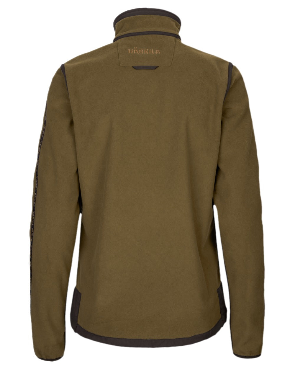 Dark Olive Arabian Spice Coloured Harkila Womens Kamko Reversible Windstopper Fleece Jacket on white background 