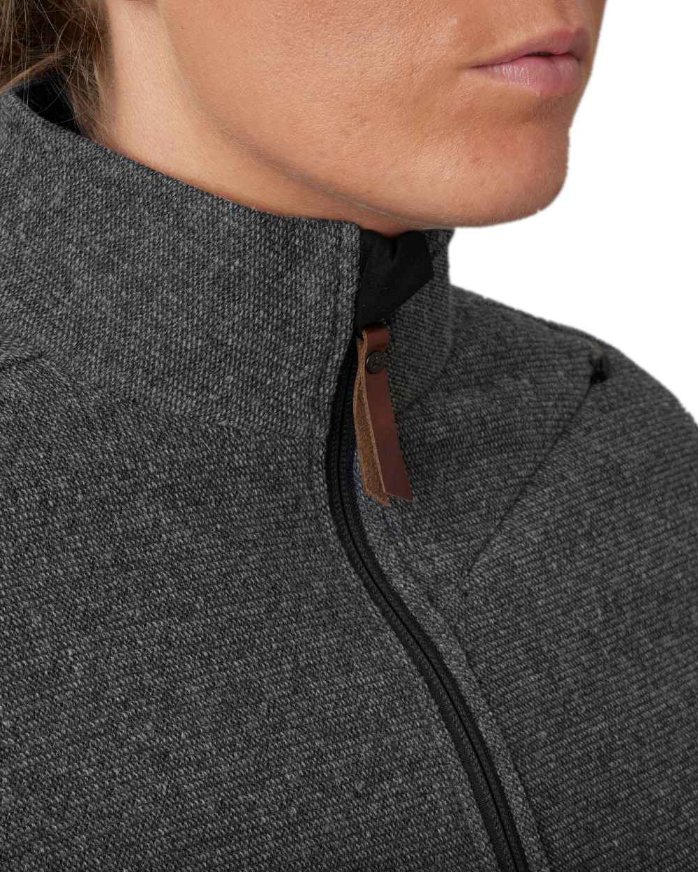 Slate Grey Coloured Harkila Womens Metso Full Zip Fleece Jacket on white background 