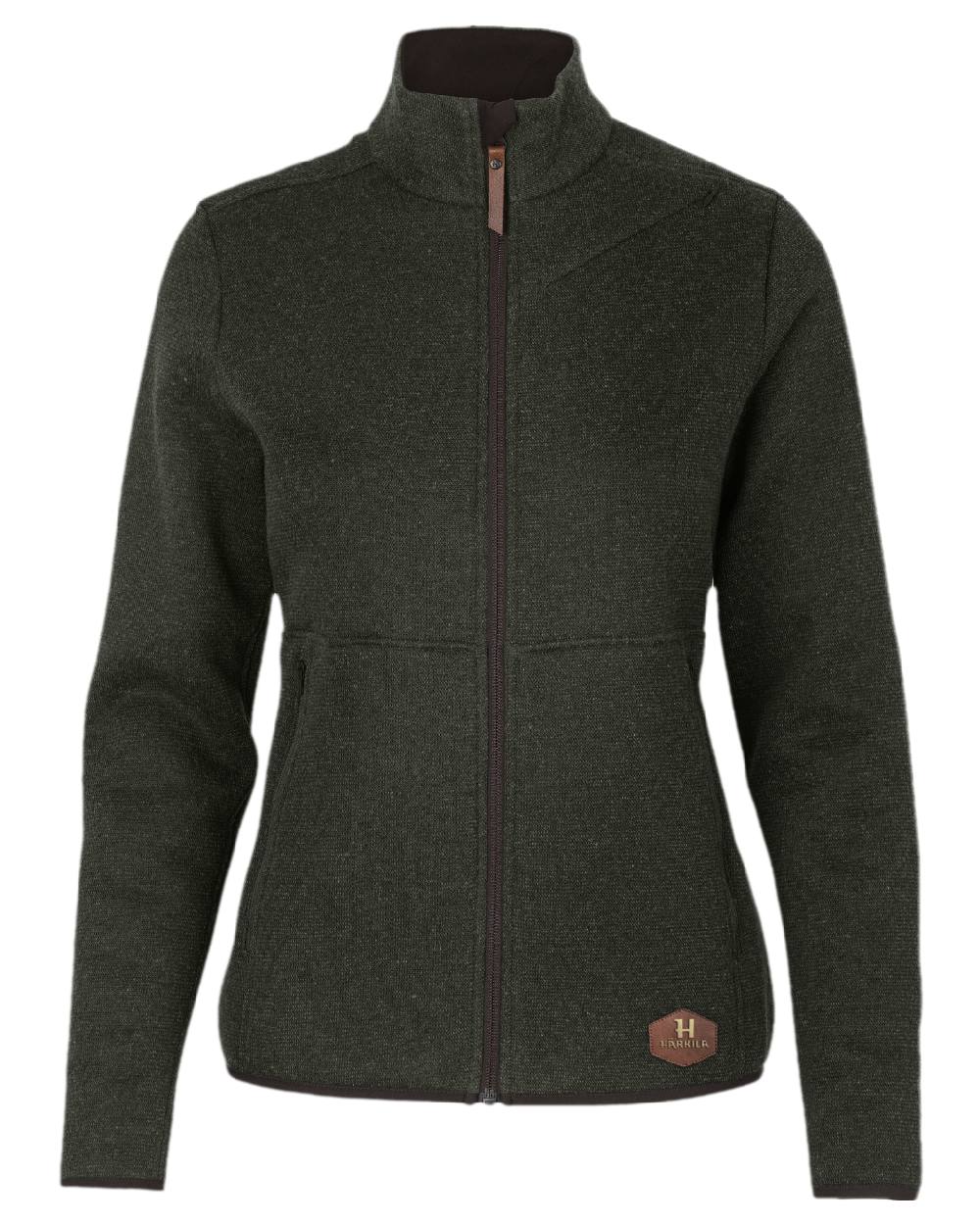 Willow Green Coloured Harkila Womens Metso Full Zip Fleece Jacket on white background 
