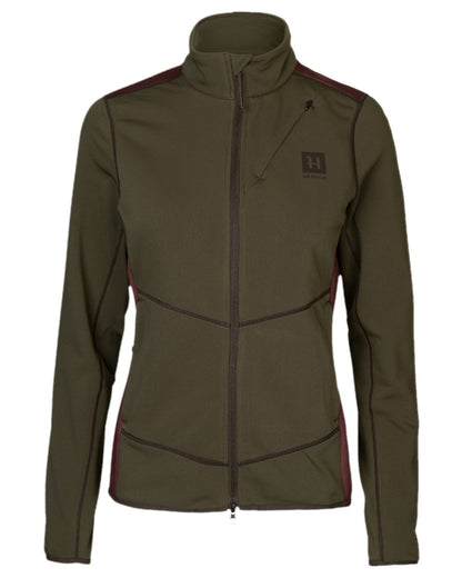 Willow Green Coloured Harkila Womens Oda Fleece Jacket on white background 
