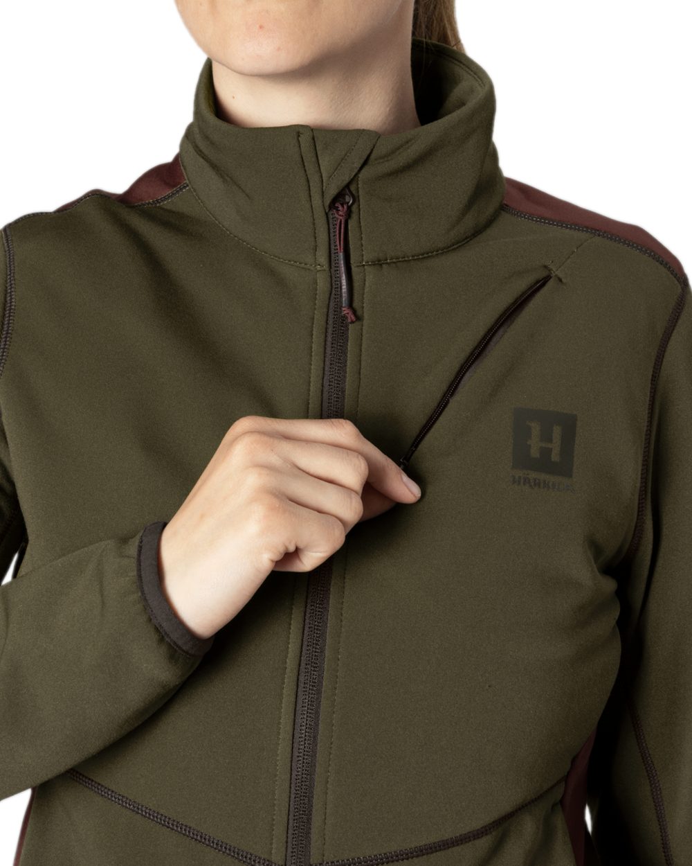 Willow Green Coloured Harkila Womens Oda Fleece Jacket on white background 