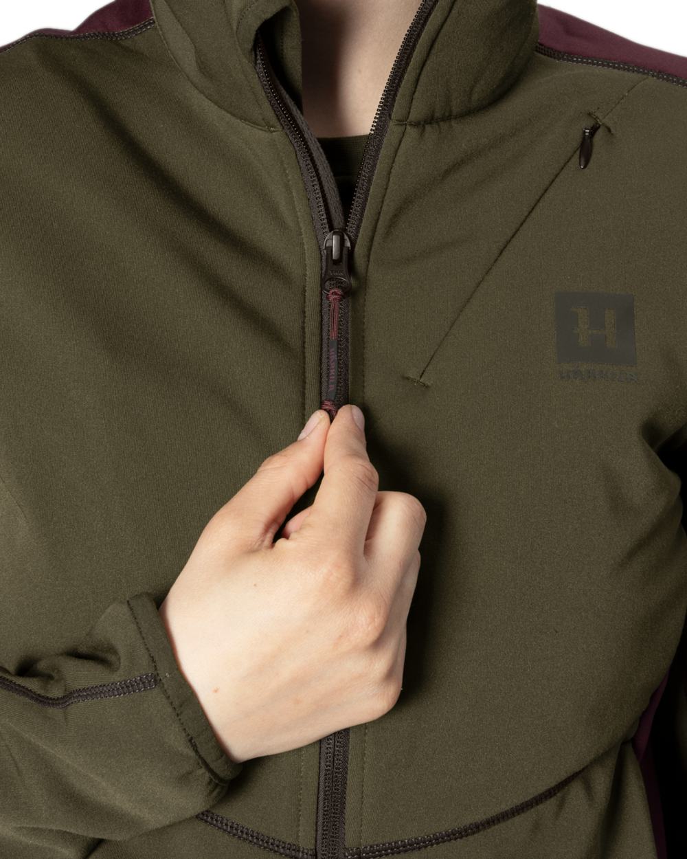 Willow Green Coloured Harkila Womens Oda Fleece Jacket on white background 