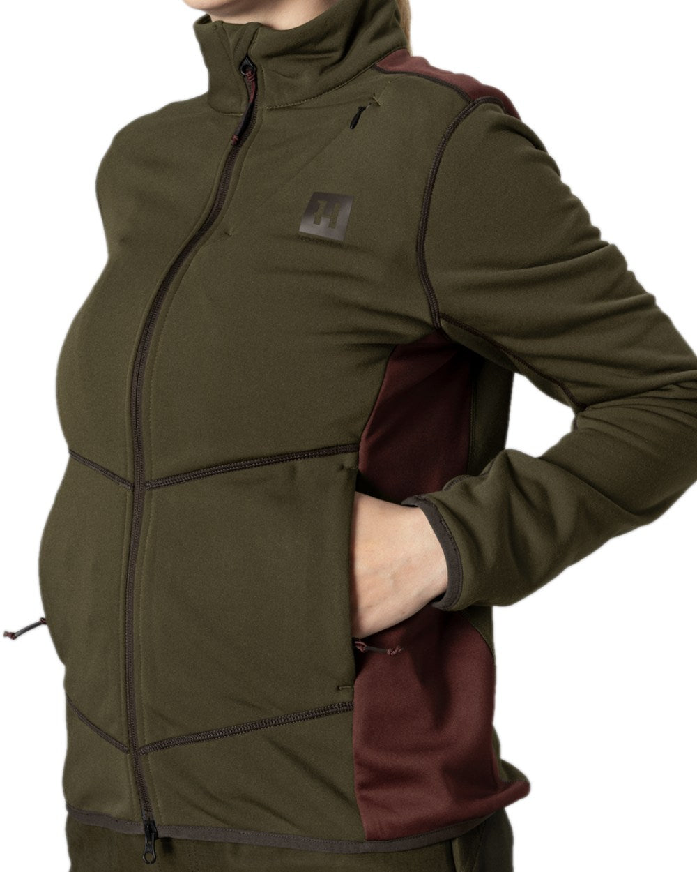 Willow Green Coloured Harkila Womens Oda Fleece Jacket on white background 