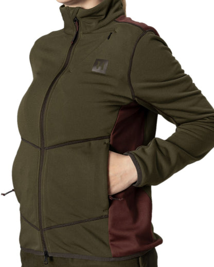 Willow Green Coloured Harkila Womens Oda Fleece Jacket on white background 