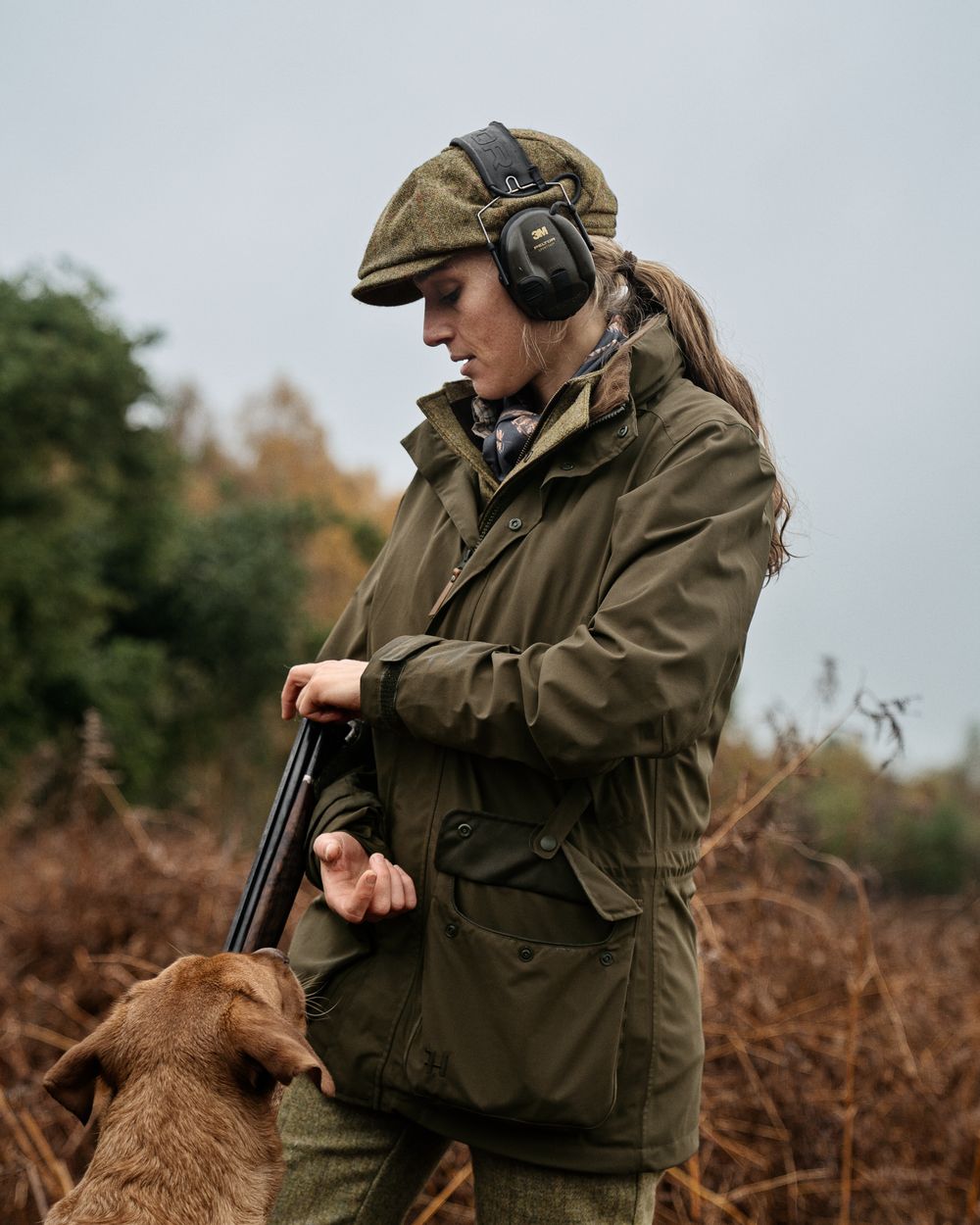 Willow Green Coloured Harkila Womens Orton Tech HWS Jacket on outdoor background 