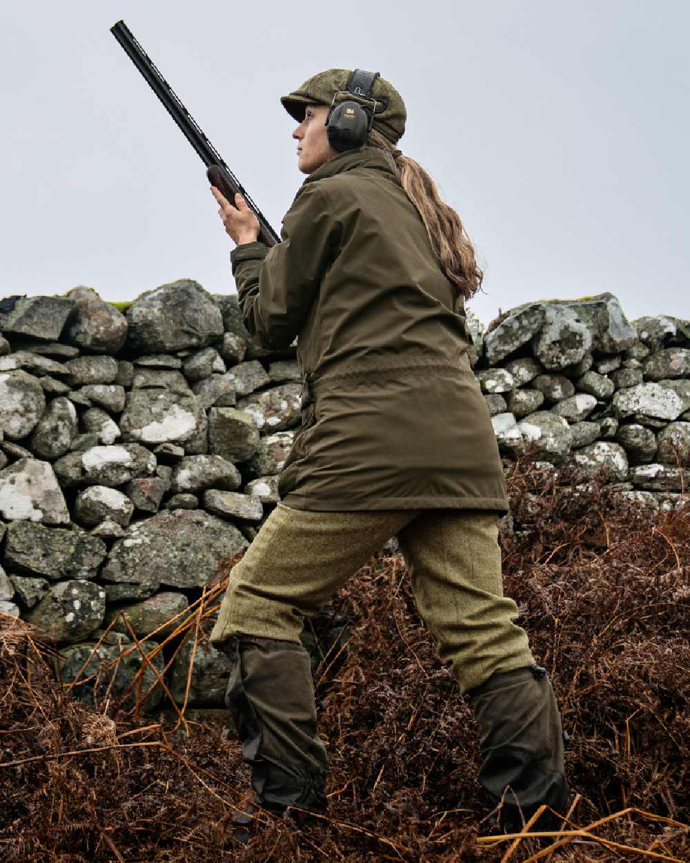 Willow Green Coloured Harkila Womens Orton Tech HWS Jacket on outdoor background 