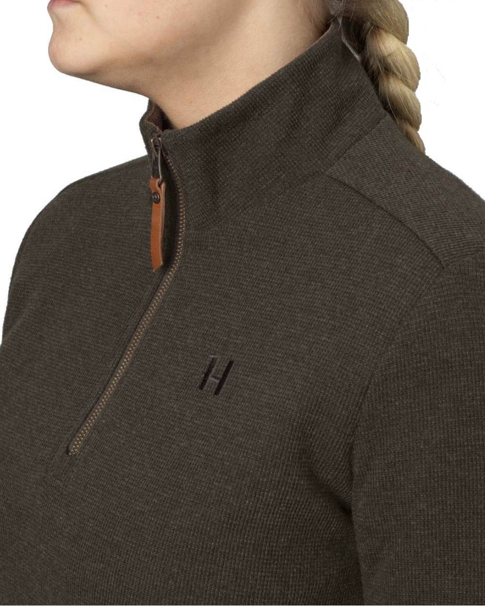 Willow Green Coloured Harkila Womens Sandhem Pro HSP Pullover on white background 