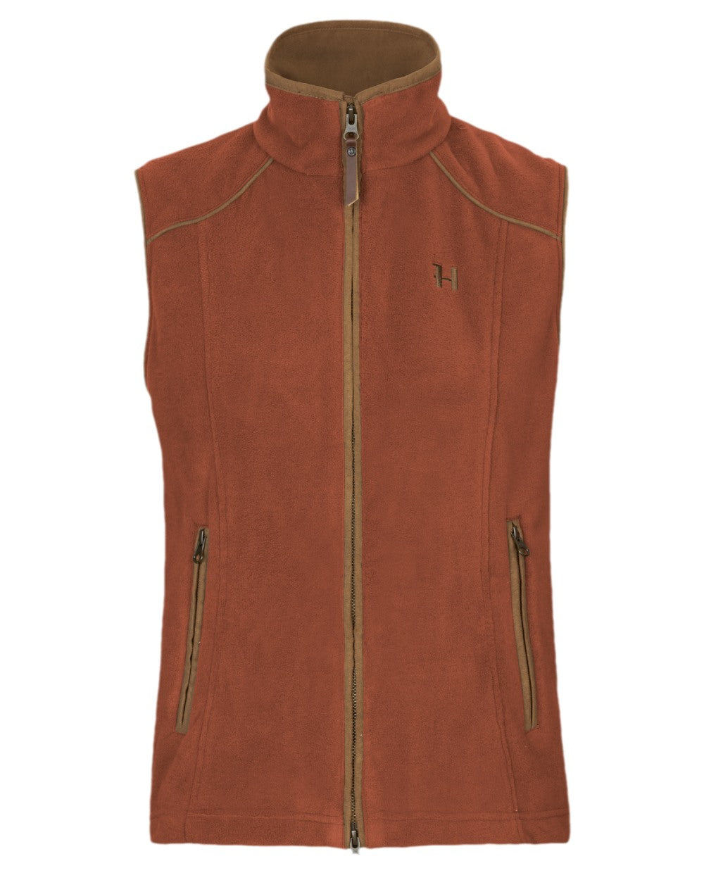 Arabian Spice Coloured Harkila Womens Sandhem 200 Fleece Waistcoat on white background 