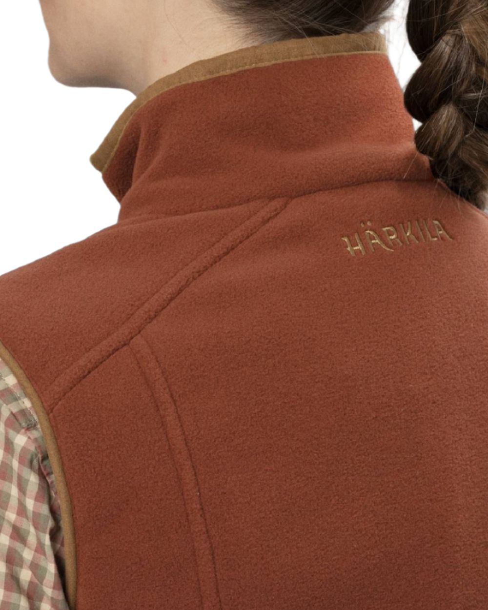 Arabian Spice Coloured Harkila Womens Sandhem 200 Fleece Waistcoat on white background 