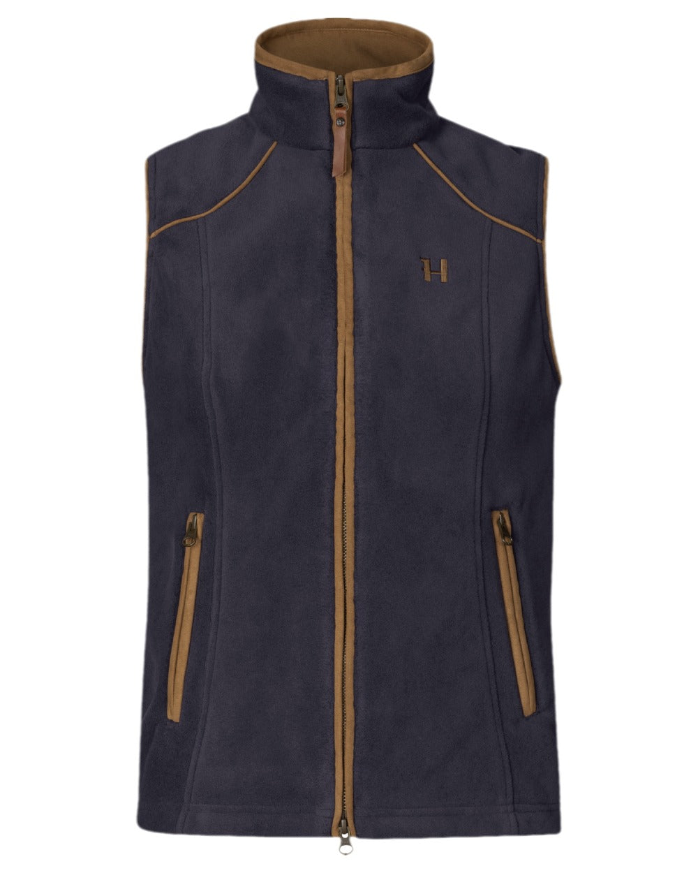Deep Well Purple Coloured Harkila Womens Sandhem 200 Fleece Waistcoat on white background 