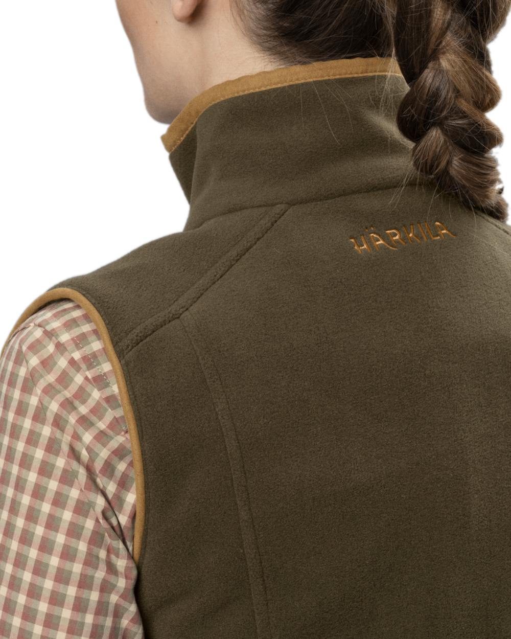Willow Green Coloured Harkila Womens Sandhem 200 Fleece Waistcoat on white background 