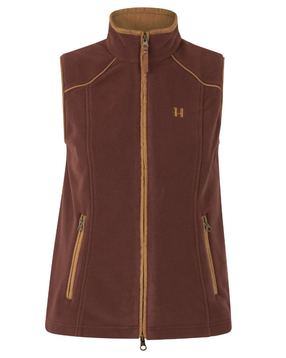 Burgundy coloured Harkila Womens Sandhem 200 Waistcoat on white background 