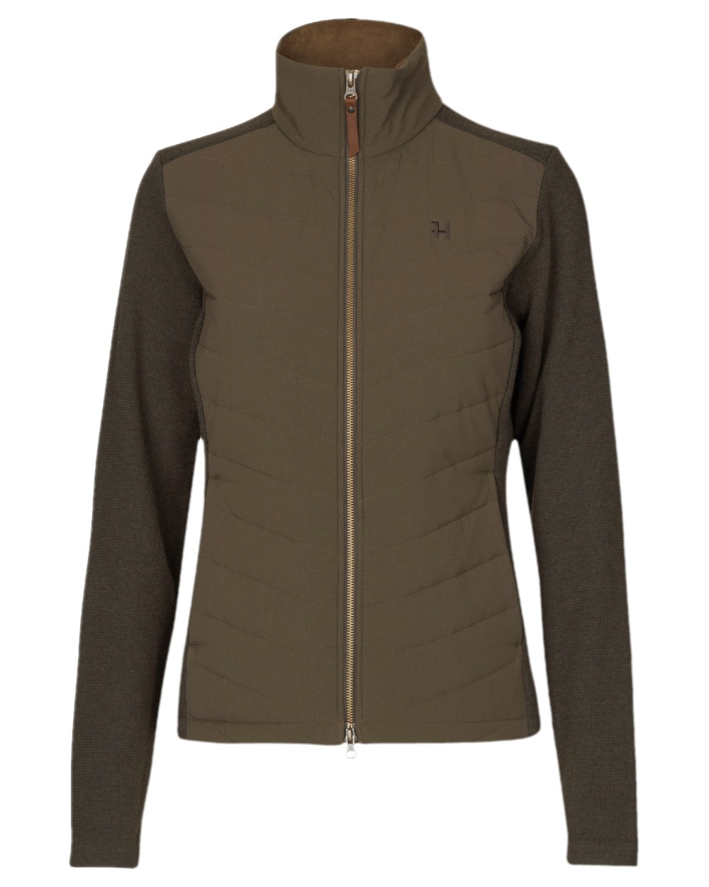 Willow Green Coloured Harkila Womens Sandhem Pro Insulated Cardigan on white background 