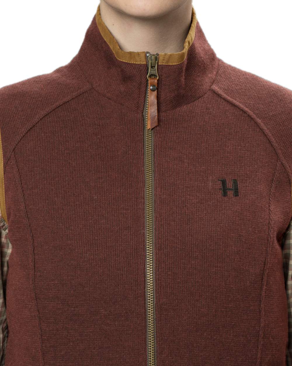 Dark Copper Coloured Harkila Womens Sandhem Pro Waistcoat on white background 