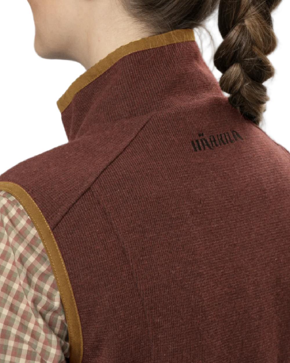 Dark Copper Coloured Harkila Womens Sandhem Pro Waistcoat on white background 