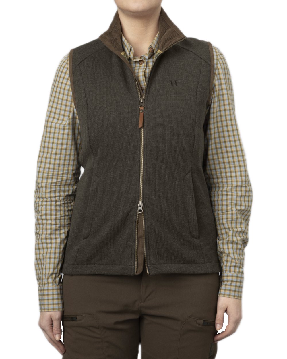 Willow Green Coloured Harkila Womens Sandhem Pro Waistcoat on white background 
