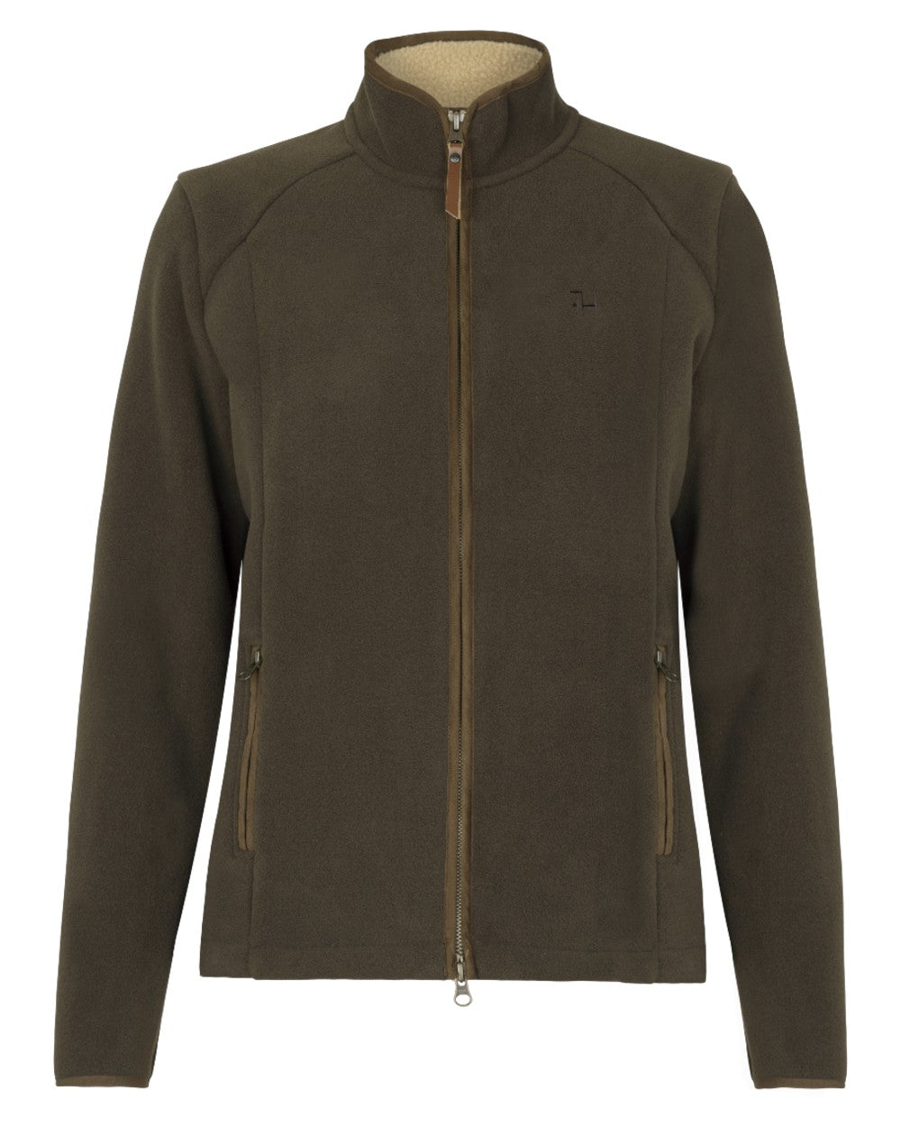 Willow Green Coloured Harkila Womens Sandhem Sherpa Fleece Jacket on white background 