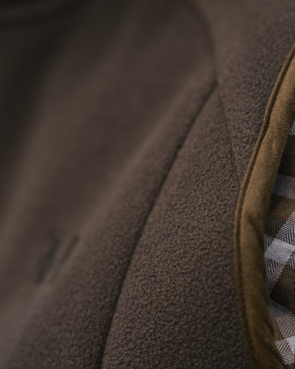 Demitasse Brown Coloured Harkila Womens Sandhem Sherpa Fleece Waistcoat on outdoor background 