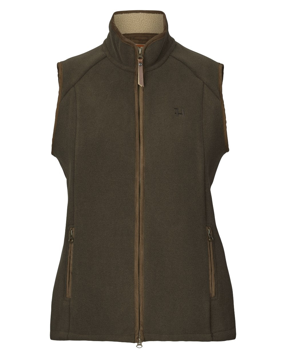 Willow Green Coloured Harkila Womens Sandhem Sherpa Fleece Waistcoat on white background 
