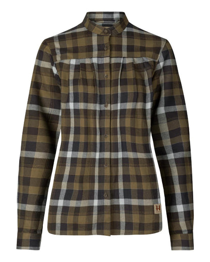 Willow Green Phantom Coloured Harkila Womens Sigrid Long Sleeve Shirt on white background 