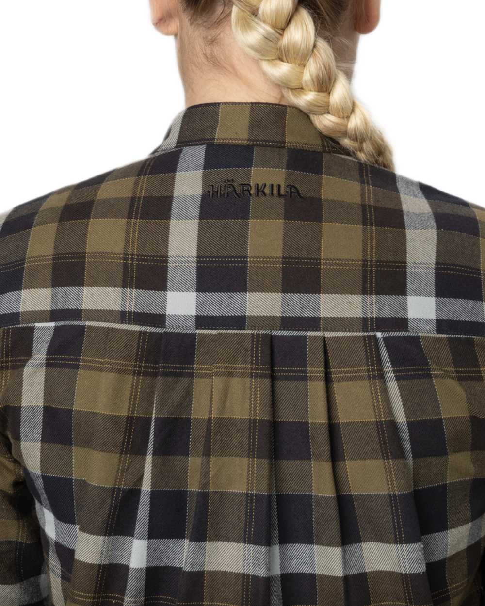 Willow Green Phantom Coloured Harkila Womens Sigrid Long Sleeve Shirt on white background 