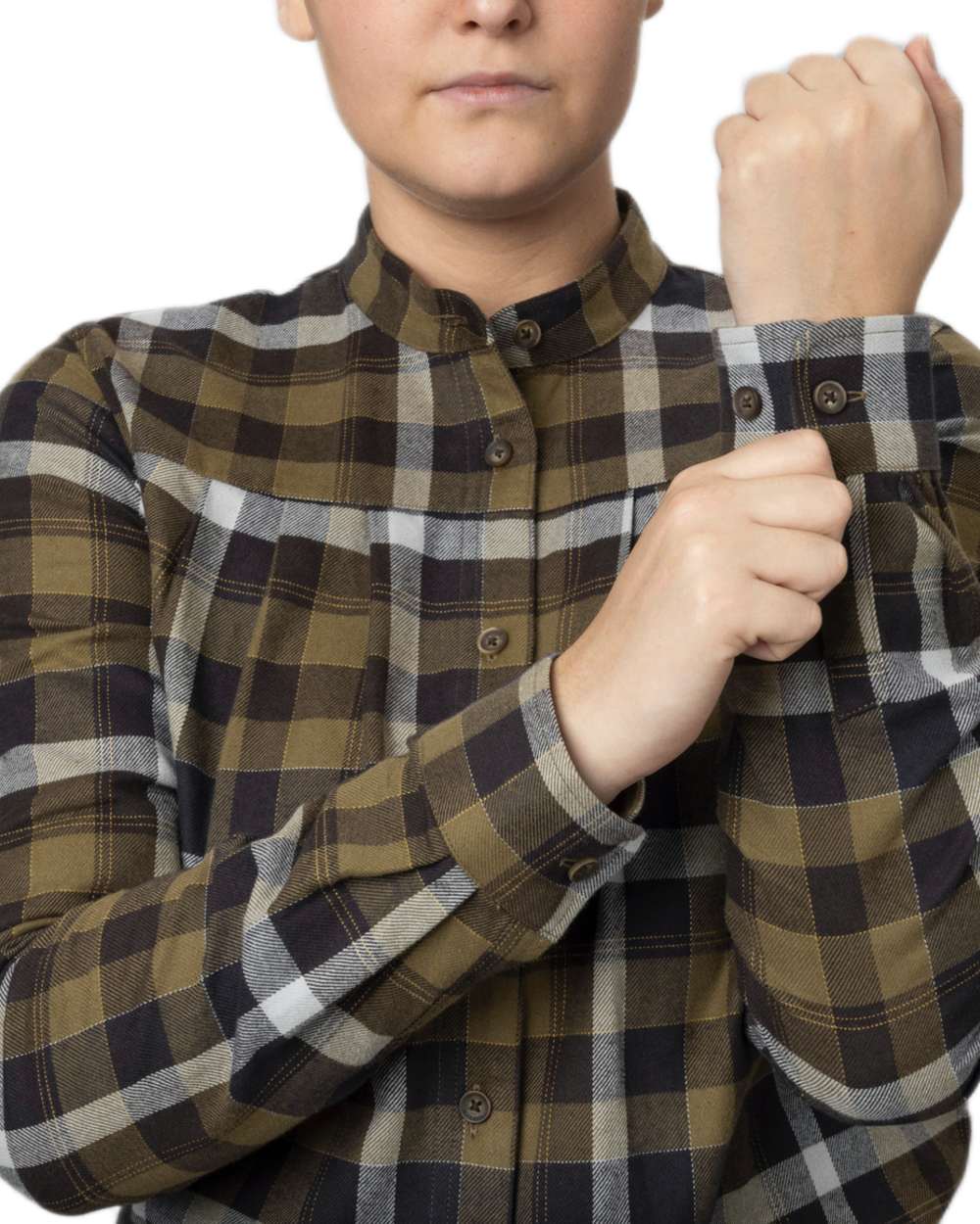 Willow Green Phantom Coloured Harkila Womens Sigrid Long Sleeve Shirt on white background 