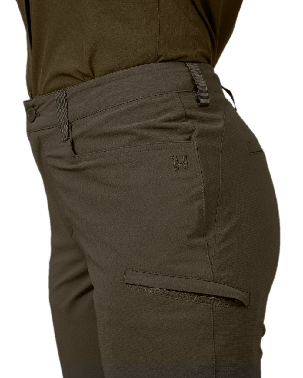 Willow Green Coloured Harkila Womens Trail Trousers on white background 