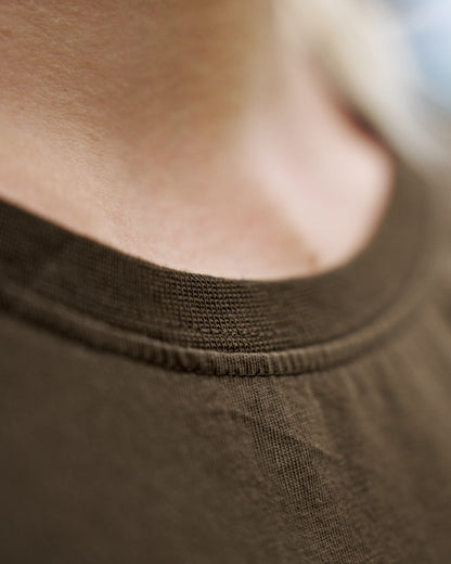 Willow Green Coloured Harkila Womens Wildboar Short Slevee T-Shirt on outdoor background 