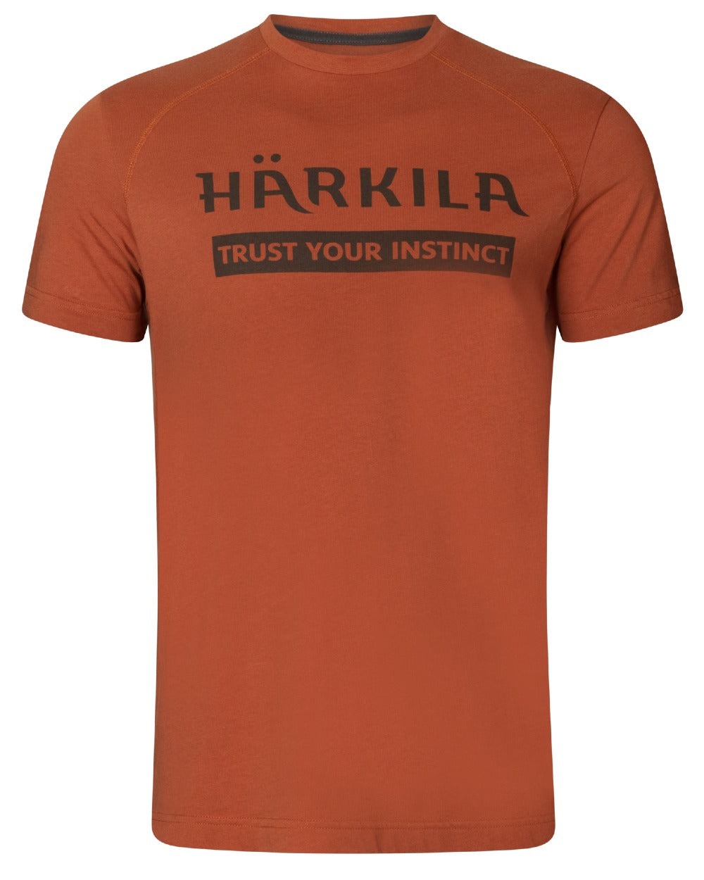 Arabian Spice Coloured Harkila logo Short Sleeve T-Shirt on white background 