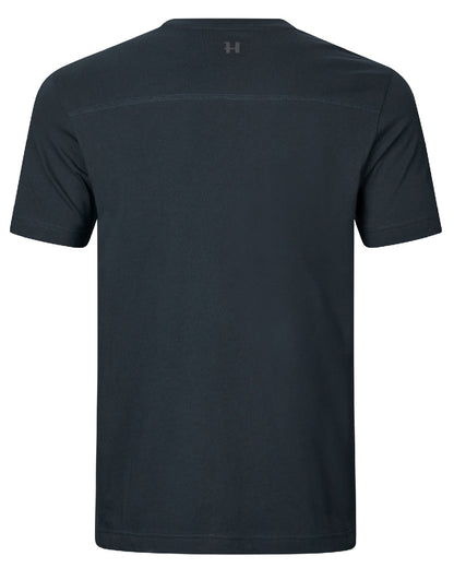 Dark Navy Coloured Harkila logo Short Sleeve T-Shirt on white background 