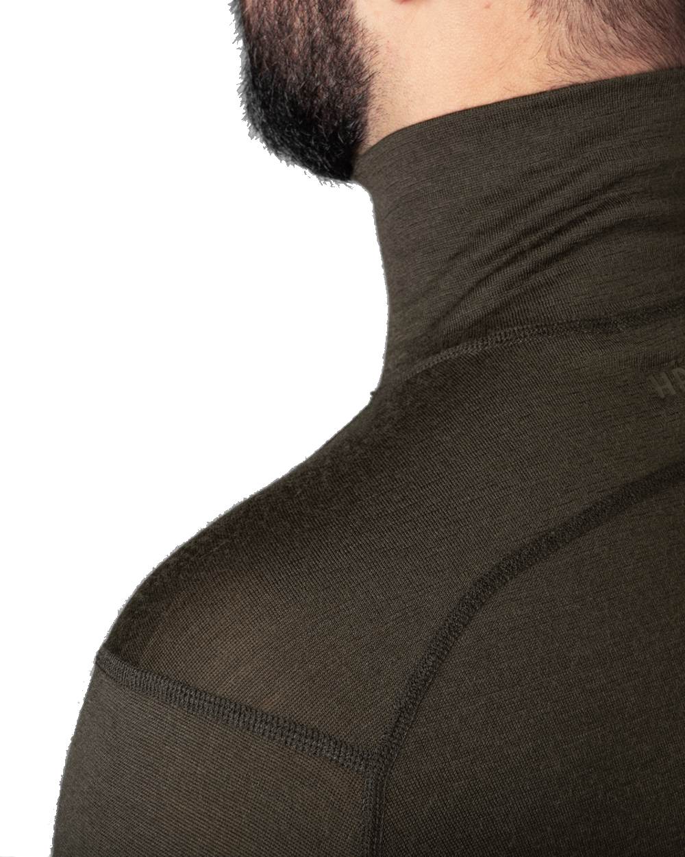 Shadow Brown Coloured Harkila All Season Half Zip Base Layer on white background 