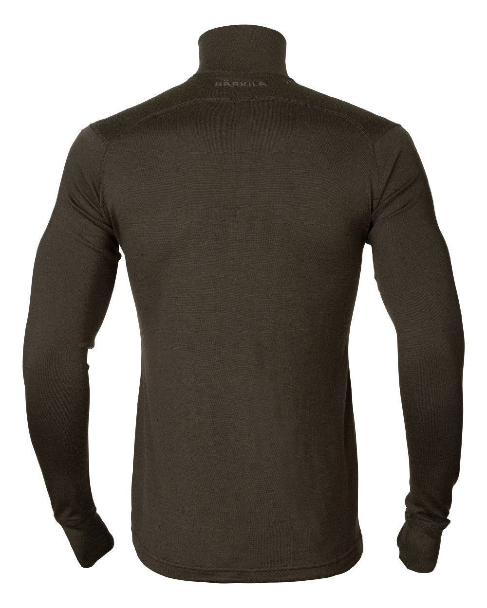 Shadow Brown Coloured Harkila All Season Half Zip Base Layer on white background 