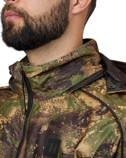 AXIS Forest coloured Harkila Deer Stalker Camo HWS Jacket collar on white background