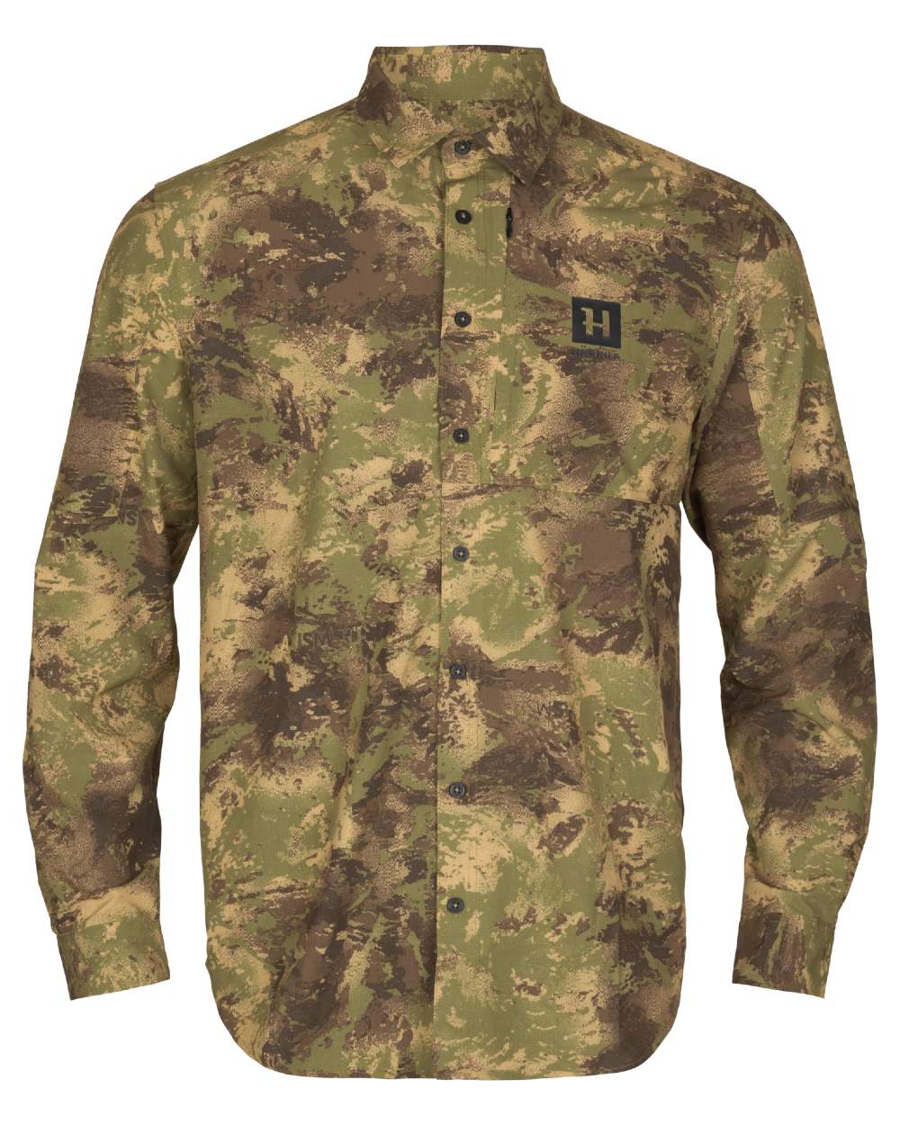 AXIS Forest coloured Harkila Deer Stalker Camo Long Sleeve Shirt on white background