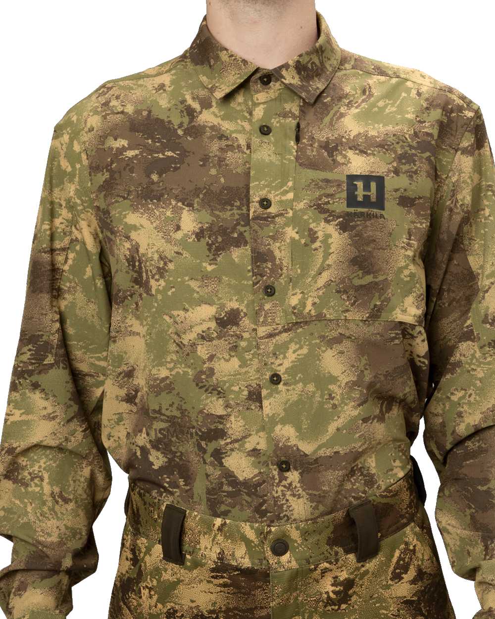 AXIS Forest coloured Harkila Deer Stalker Camo Long Sleeve Shirt front on white background