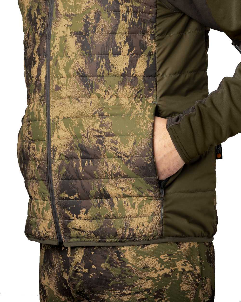 AXIS Forest coloured Harkila Deer Stalker Camo Reversible Packable Waistcoat on white background