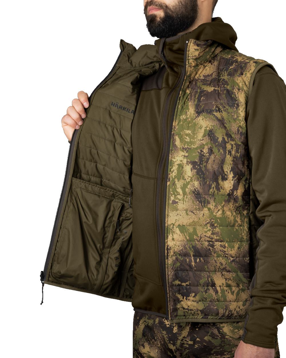 AXIS Forest coloured Harkila Deer Stalker Camo Reversible Packable Waistcoat on white background