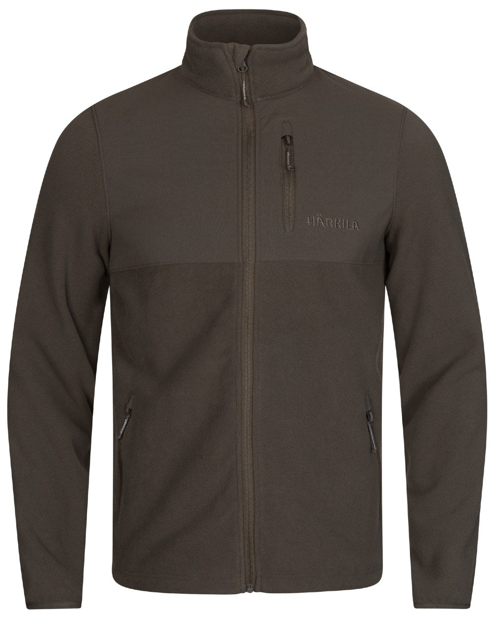 Shadow Brown coloured Harkila Fjell Fleece Jacket on white background 