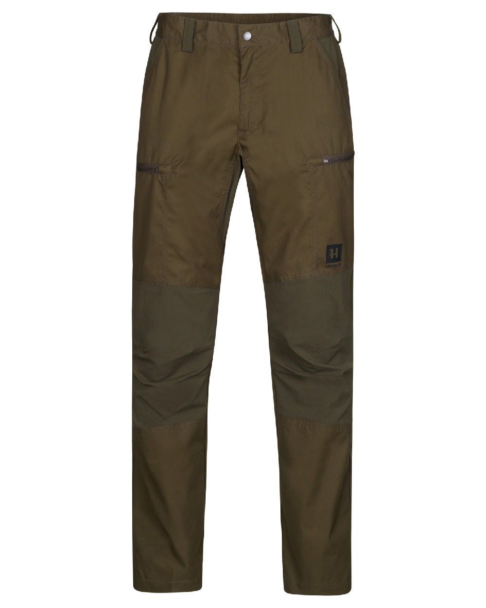 Light Willow Green/Willow Green coloured Harkila Fjell Trousers on white background 