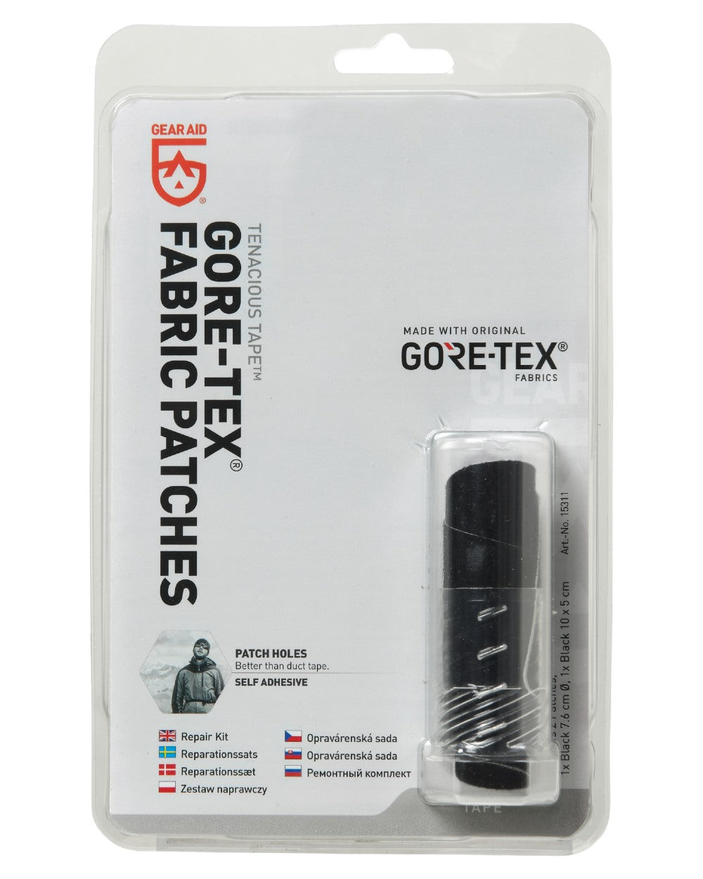 Black coloured Harkila GORE-TEX Repair Kit on white background
