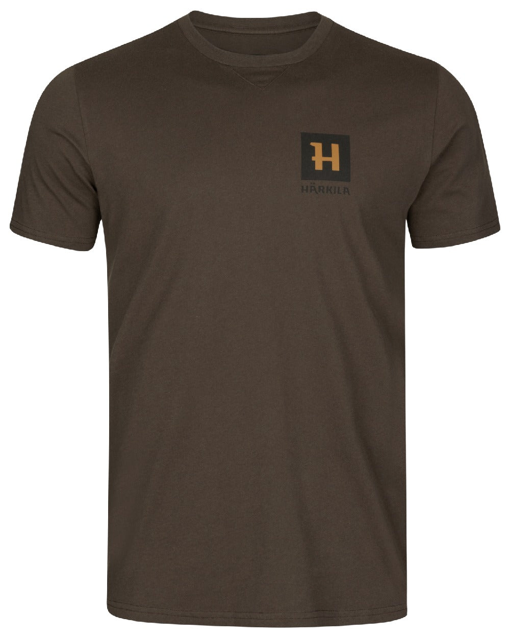 Shadow Brown coloured Harkila Gorm Short Sleeved T-Shirt on white background 