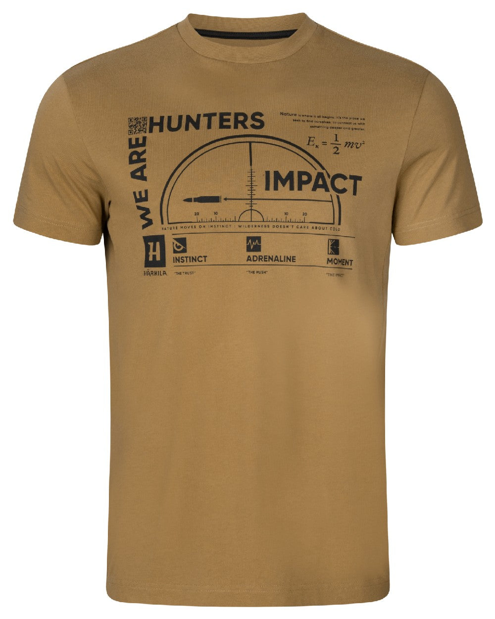 Golden Brown coloured Harkila Impact Short Sleeve T-Shirt on white background 