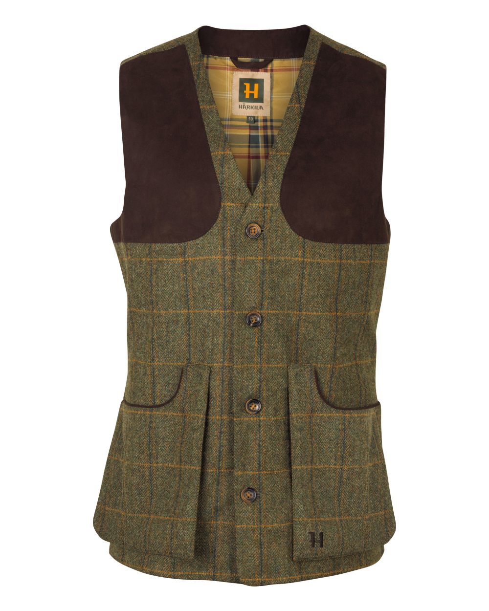 Forest Green coloured Harkila Kenmore Shooting Waistcoat on white background 