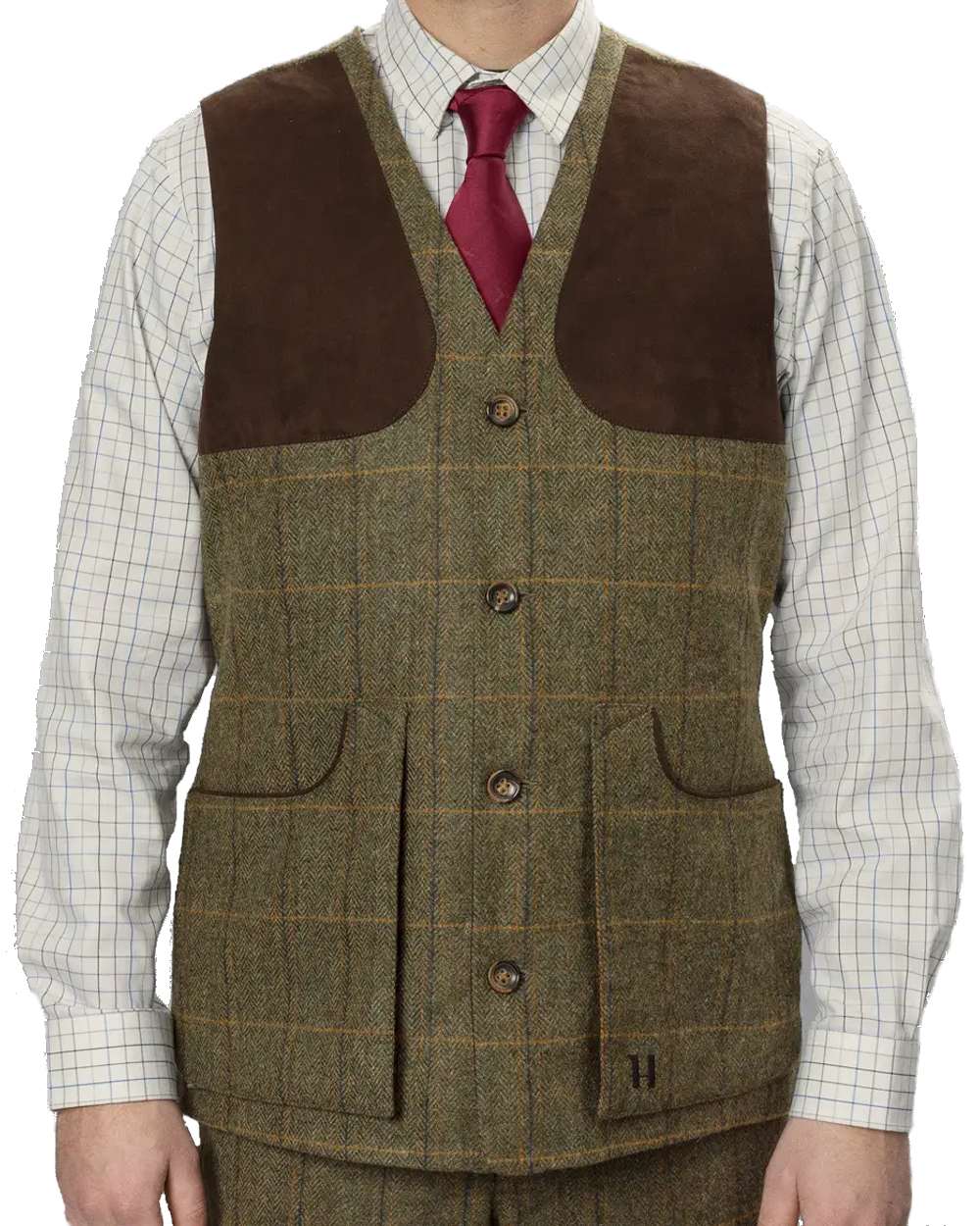 Forest Green coloured Harkila Kenmore Shooting Waistcoat on white background 