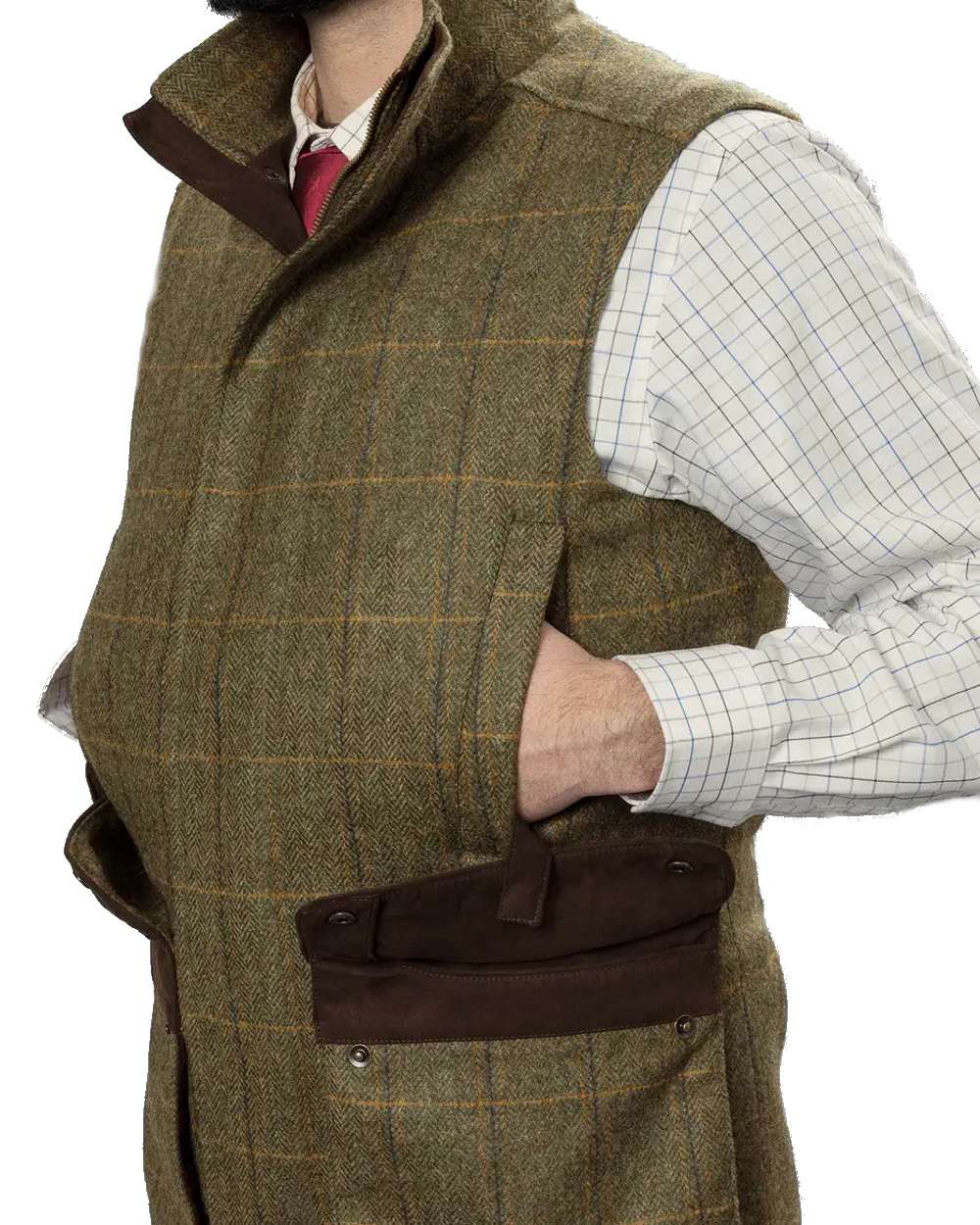 Forest Green coloured Harkila Kenmore Waistcoat on white background 