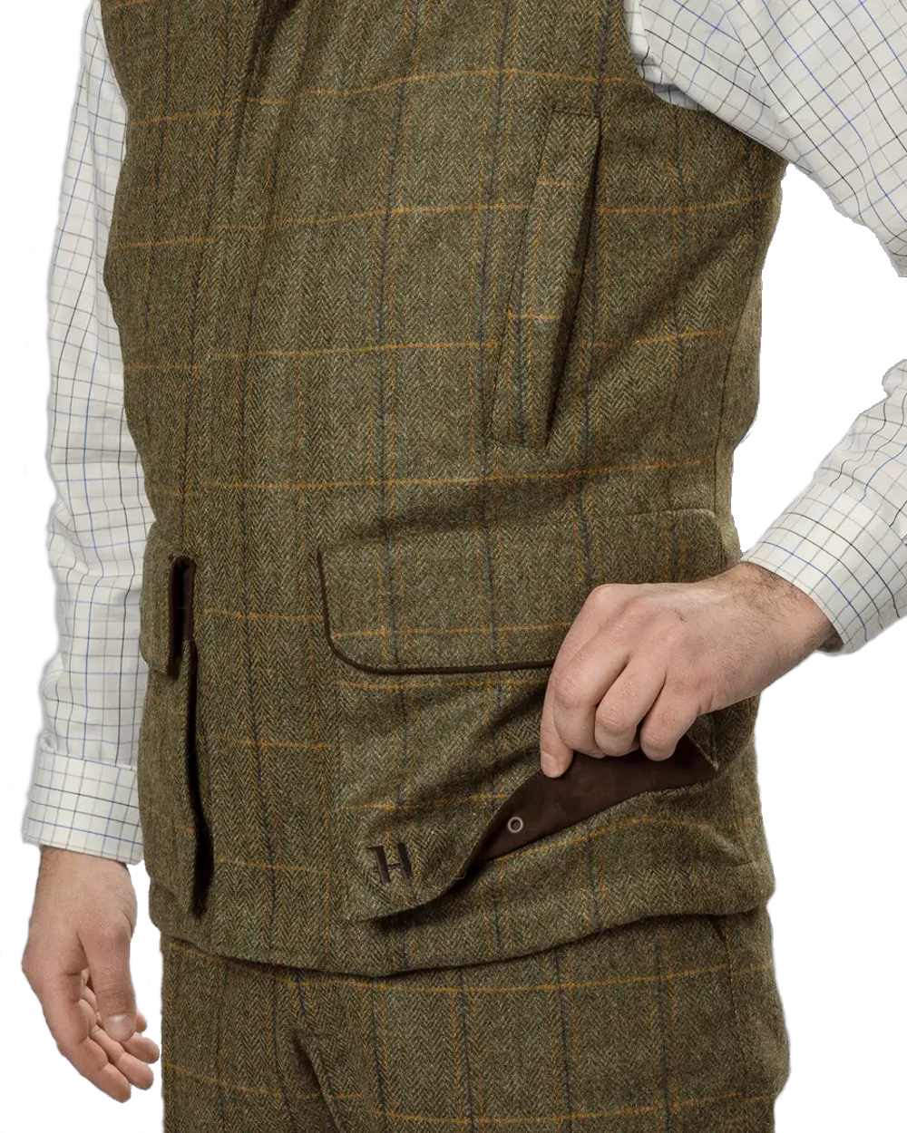 Forest Green coloured Harkila Kenmore Waistcoat on white background 