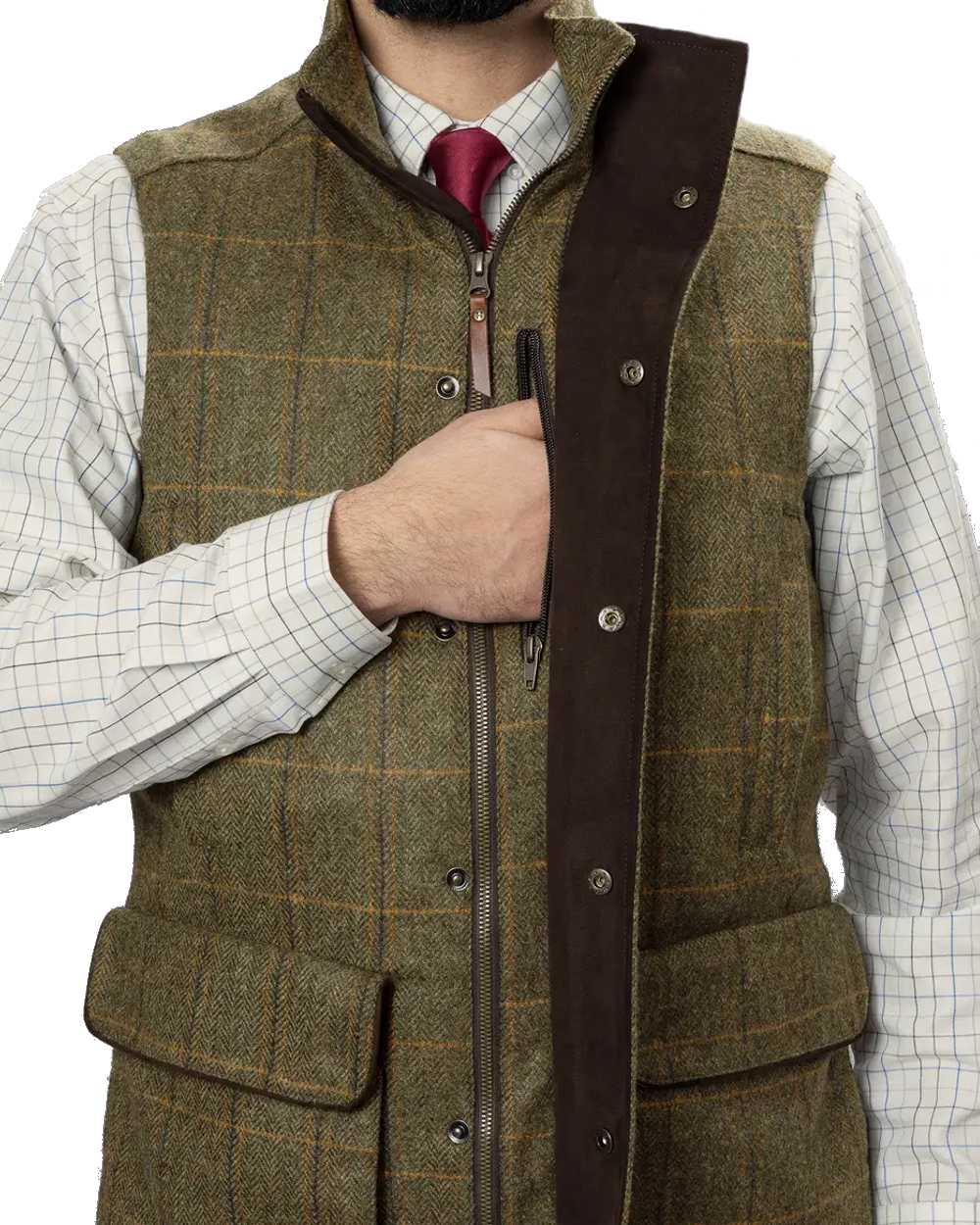 Forest Green coloured Harkila Kenmore Waistcoat on white background 