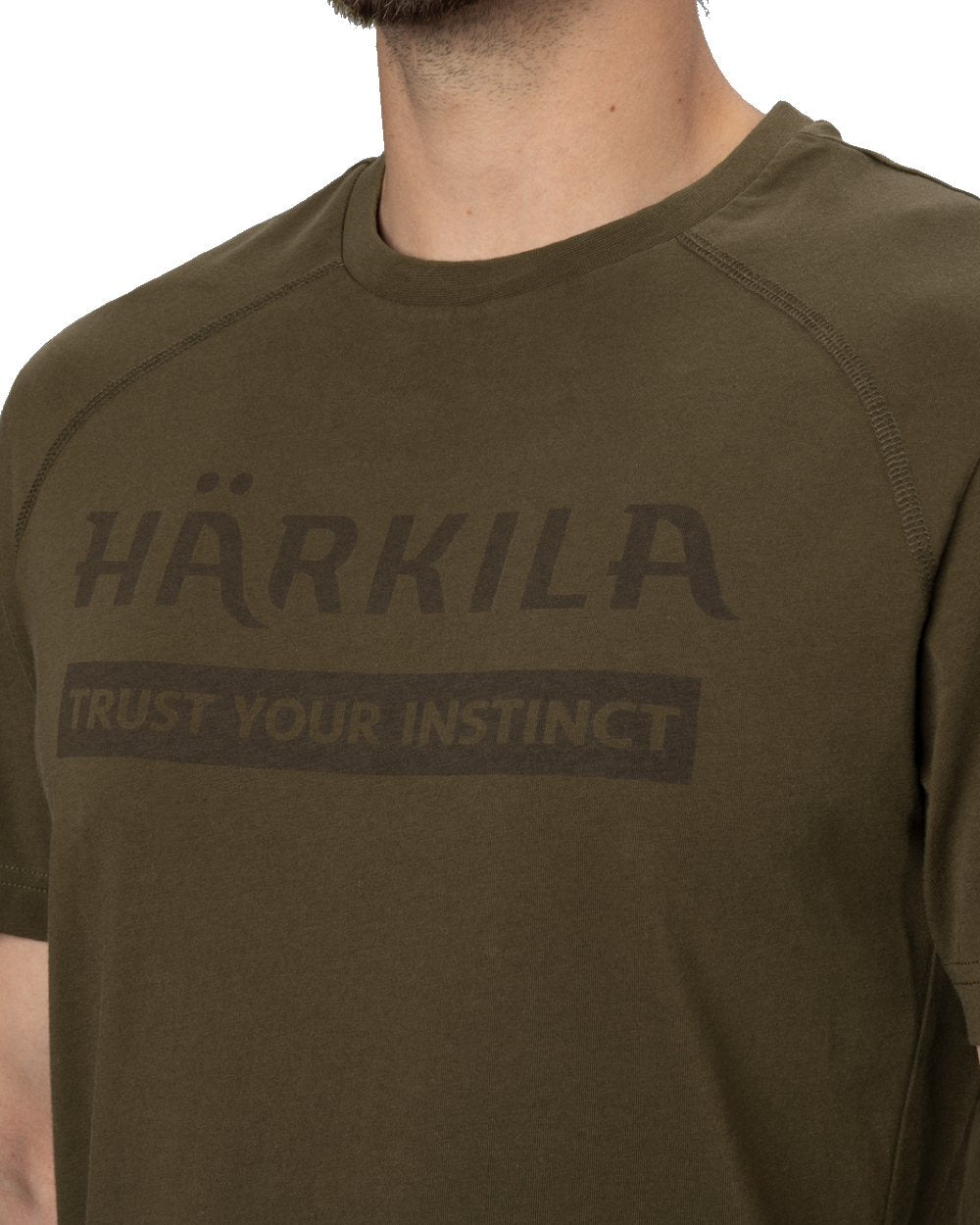 Willow Green coloured Harkila Logo Short Sleeve T-Shirt on white background