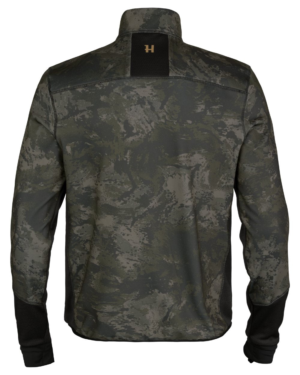 AXIS Black/Black coloured Harkila NOCTYX Camo Fleece Jacket on white background