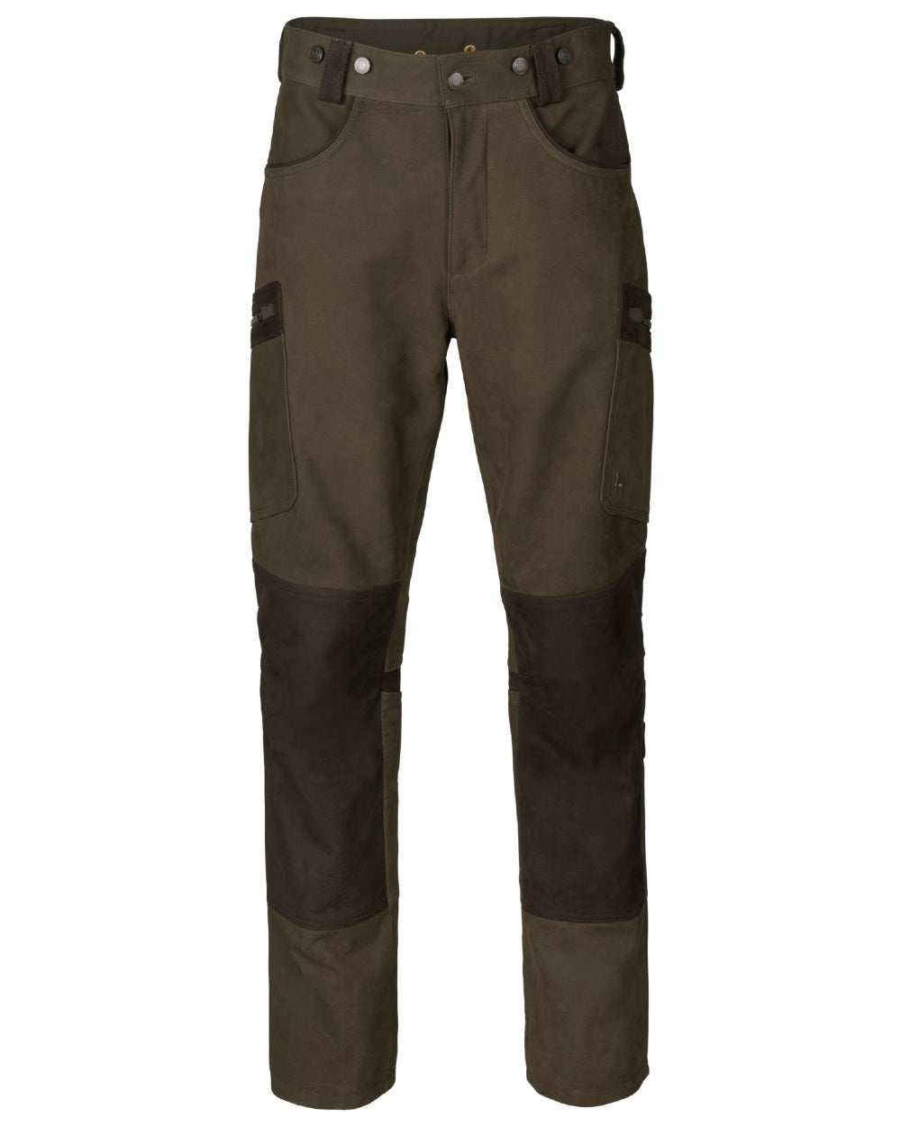 Willow Green coloured Harkila Pro Hunter Leather Trousers on white background